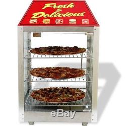 Heated Pizza Display Cabinet Food Warmer Countertop Glass Door Merchandiser Case