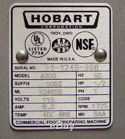 Hobart A200T 20QT 20 QT Dough Mixer Pizza Bowl Guard & Cart Included PRISTINE