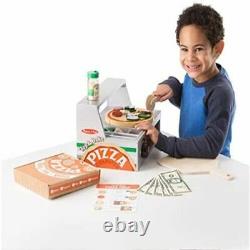 Kids Pretend Play Top & Bake Wooden Pizza Counter Girls Boy Play Food Set 34 Pcs
