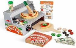 Kids Pretend Play Top & Bake Wooden Pizza Counter Girls Boy Play Food Set 34 Pcs