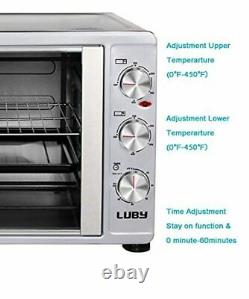 LUBY Large Toaster Oven Countertop, French Door Designed, 18 Slices, 14'' pizza