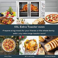 Large Toaster Oven Countertop, French Door Designed, 55L, 18 Slices, 14'' Pizza