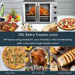 Luby Lar Toaster Oven Countertop French Door Designed, 18 Slices, 14'' Pizza, 20