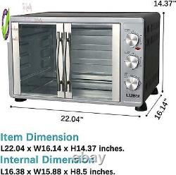 Luby Large Toaster Oven Countertop French Door Designed, 18 Slices, 14'' Pizza