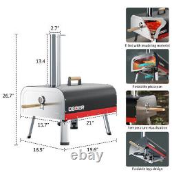 MOPHOTO Outdoor Pizza Oven 13 Pizza Wood Pellet Fired Grill, Bottom Rotation