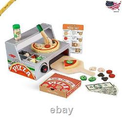 Melissa and Doug Top and Bake Wooden Pizza Counter Play Food Set Pretend Play