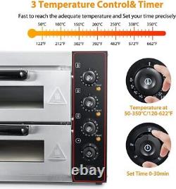 Multifunctional 14'' Electric Pizza Ovens Double Deck Toaster Bake Broiler Oven