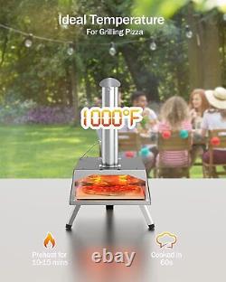 Outdoor Pizza Oven with 12 Pizza Stone, Foldable Legs, Wood Fired Pizza Oven