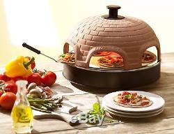 Pizzarette 6 Person Best Countertop Mini Pizza Oven Tabletop Terracotta Dome