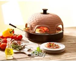Pizzarette Mini Pizza Oven 6 Person Countertop Cooking Stone Terracotta Dome