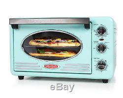 Retro Style Toaster Oven 6 Slice Convection Aqua Blue Kitchen Countertop Pizza