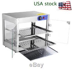 Stainless 750W 2-Tier Countertop Food Pizza Warmer Display Cabinet Case 24x20