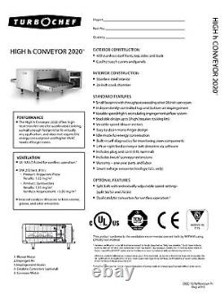 TurboChef High h Conveyor 2020 Ventless Countertop Pizza Oven