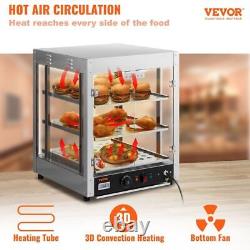 VEVOR 3-Tier Commercial Food Warmer Countertop Pizza Cabinet with Water Tray