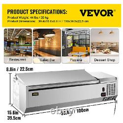 VEVOR 40 Countertop Refrigerated Salad Pizza Prep Station Stainless Cover 5-Pan
