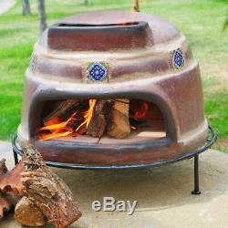 Wood Fired Tile Pizza Oven Outdoor Backyard Brown Countertop Patio Burn Cooking
